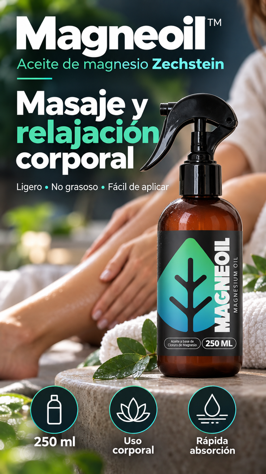Magneoil™: Aceite de magnesio Zechstein para masaje y relajación corporal